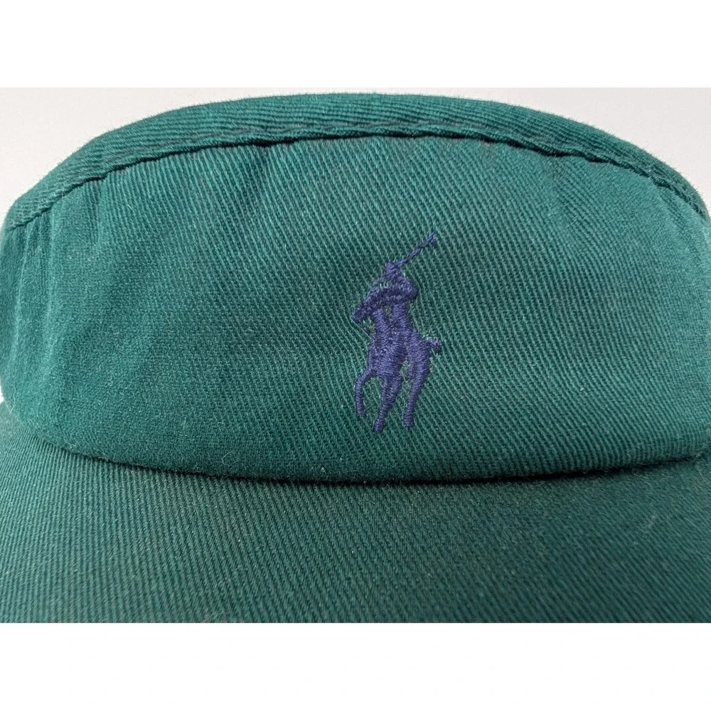 Vintage Polo Ralph Lauren Hat Visor Strap Back Mens One Size Green USA Pony Logo